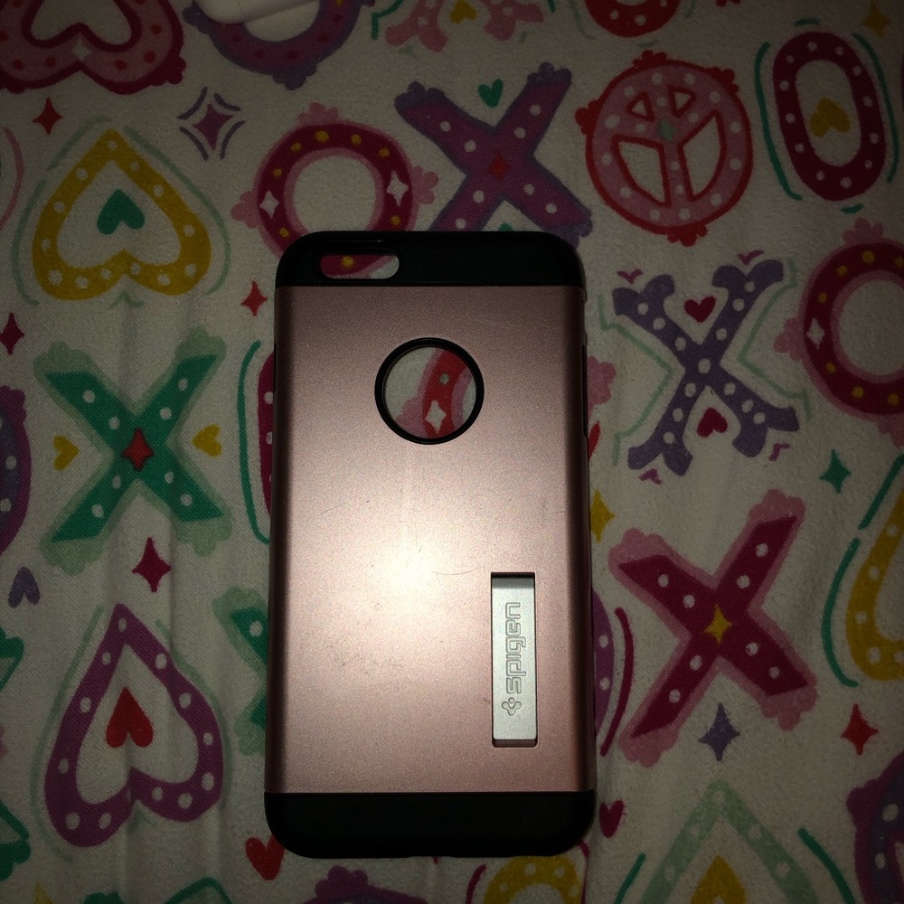 Pink and black phone case with stand